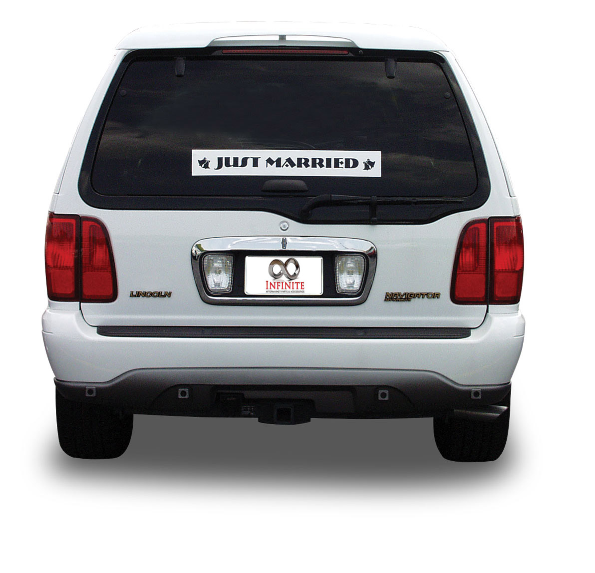 CHA0004 Universal Just Married Window Cling Black Letters
