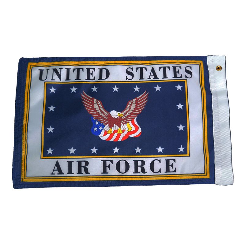 United States Air Force flag with eagle and stars design.