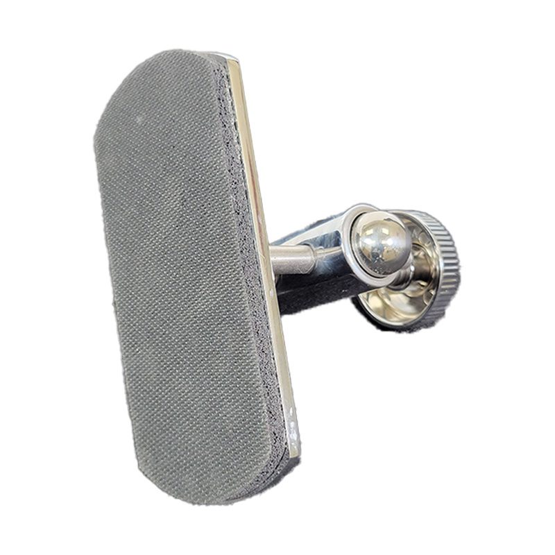 A rectangular silver cufflink with a smooth surface and a polished finish.