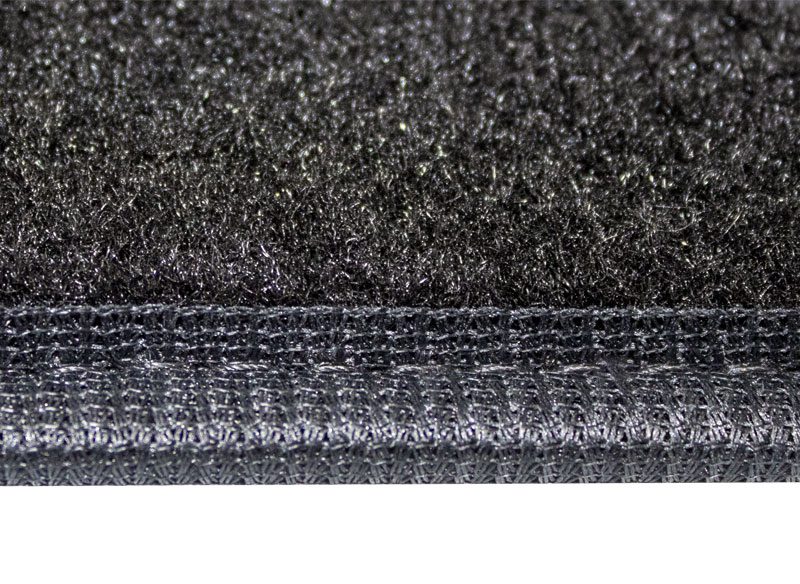 Close-up of a dark textured fabric with a ribbed edge.
