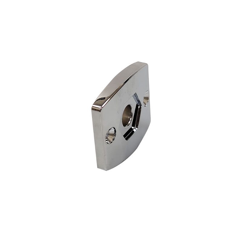 Metal lock latch plate with screw holes.