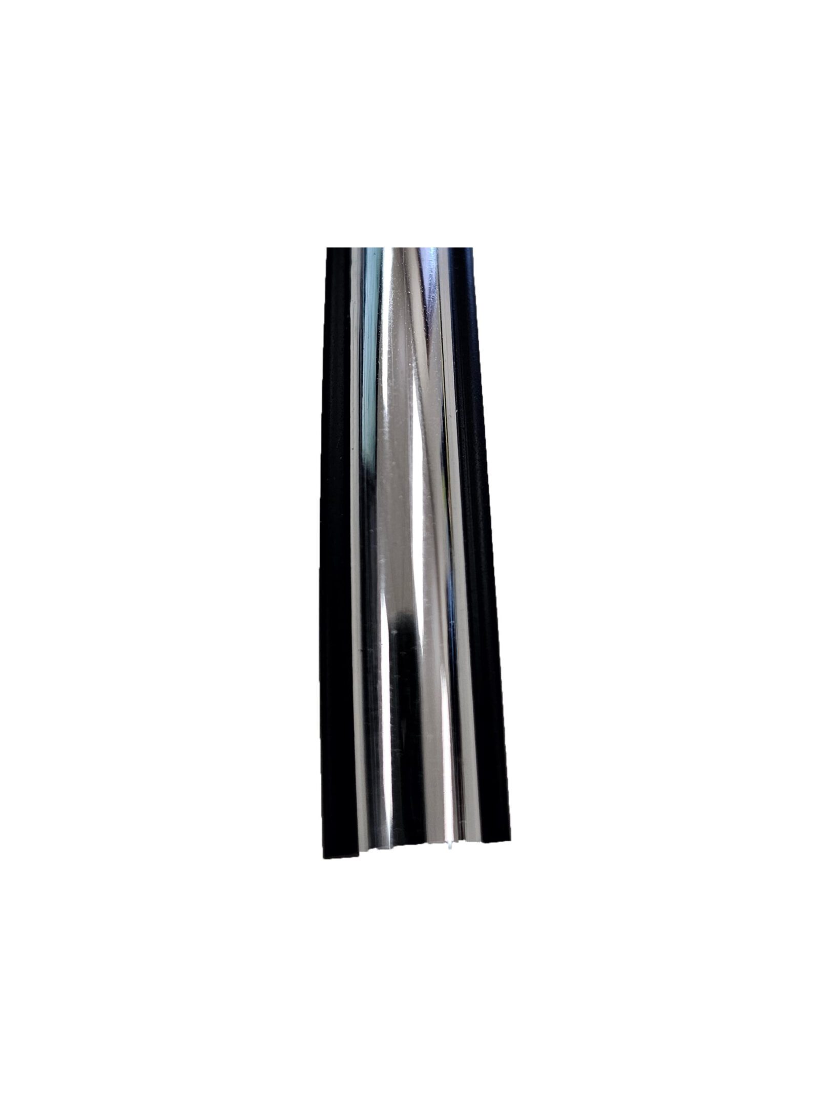 A reflective, metallic chrome strip with a sleek finish.