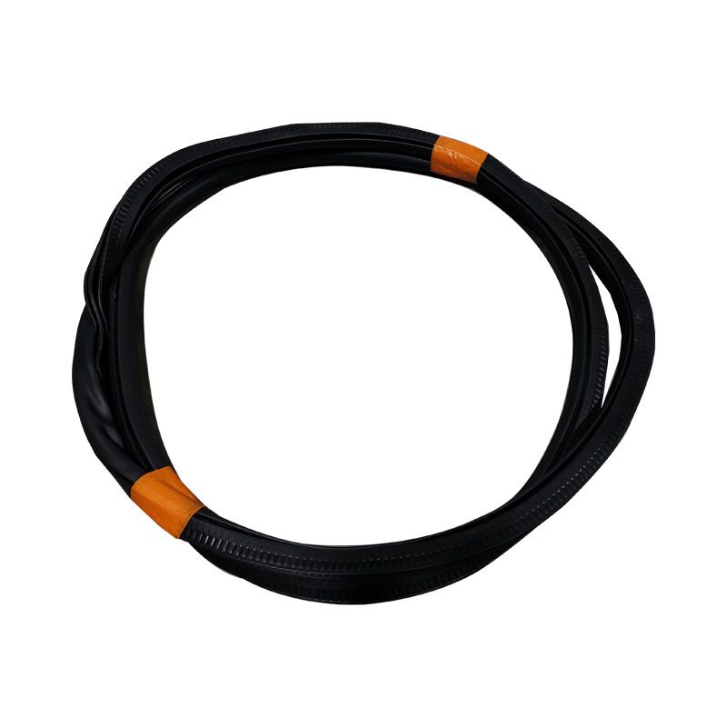 Black rubber sealing strip coiled with orange tape.