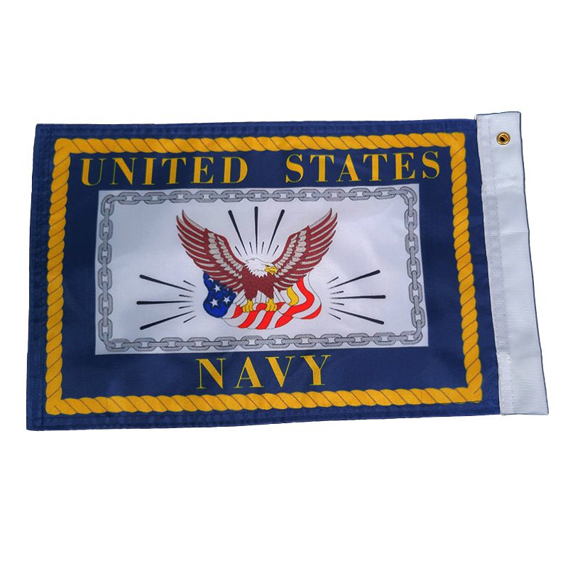 United States Navy flag with eagle emblem and anchor.