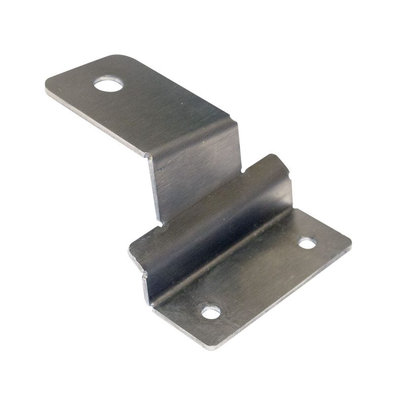 Metal bracket with mounting holes and a bent arm.