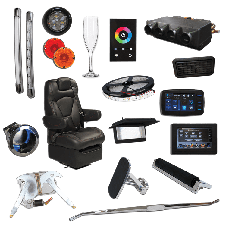 Various tech gadgets and accessories arranged on a dark surface.