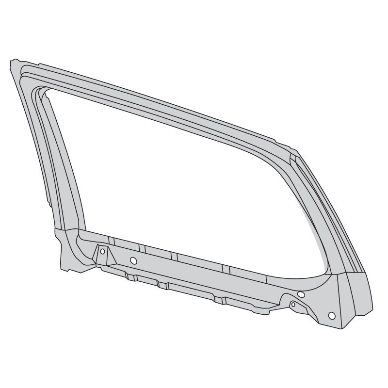 Technical drawing of a car door frame.