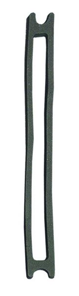 Long, thin, black plastic or rubber strap with hooks at both ends.
