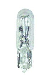 Clear miniature incandescent light bulb with visible filament.