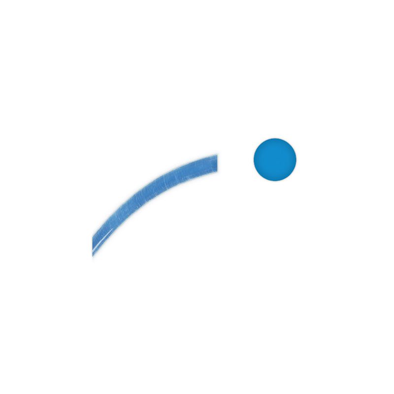 Blue dot with a curved blue line on a white background.