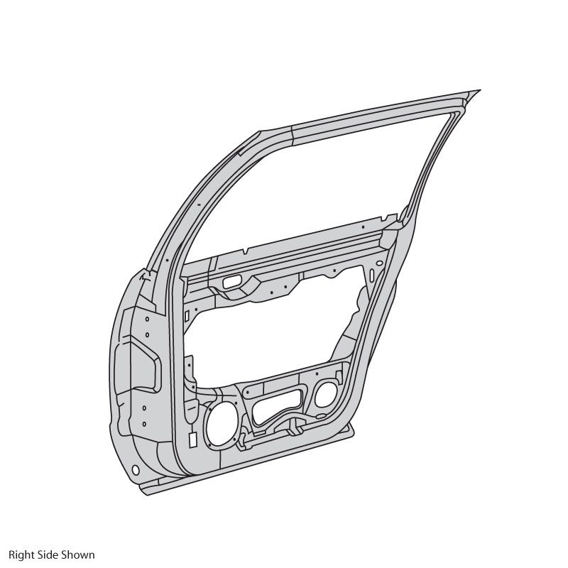 Illustration of a car's right side door frame without paneling or glass.