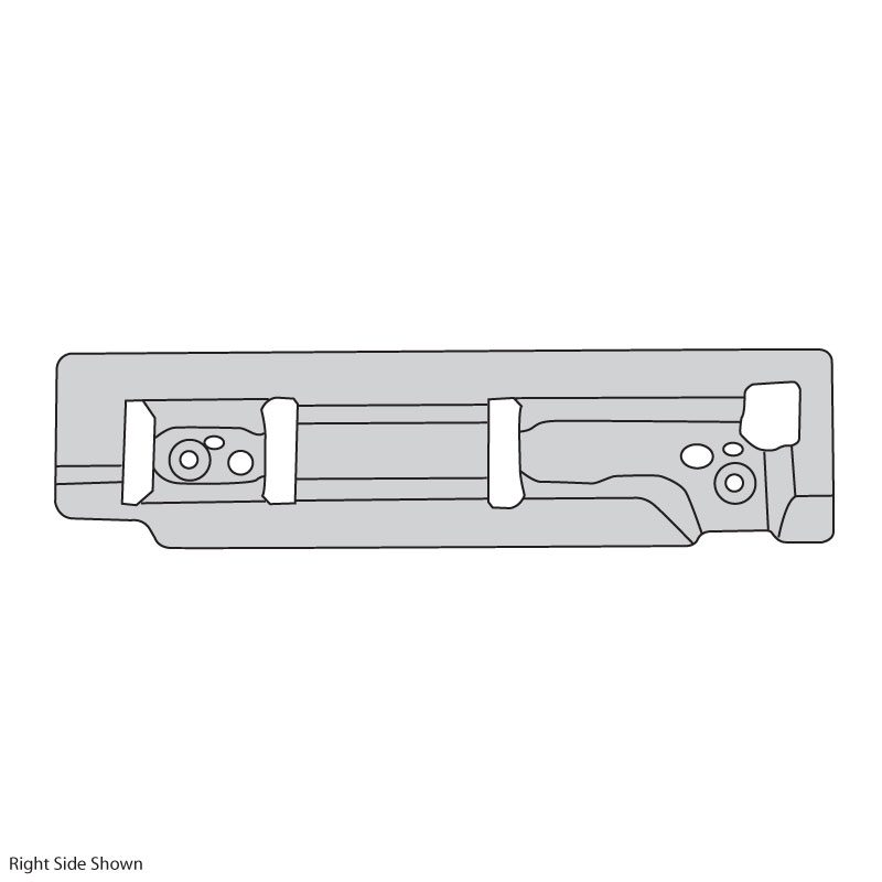 Diagram of a right-side structural component with mounting points.