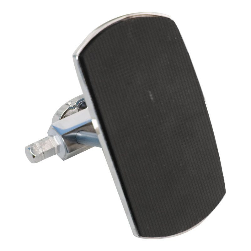 Black rectangular rubber brake pad with metal mounting hardware.