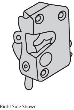 Illustration of a mechanical latch showing the right side.