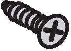 Illustration of a black and gray screw with a cross-shaped slot.