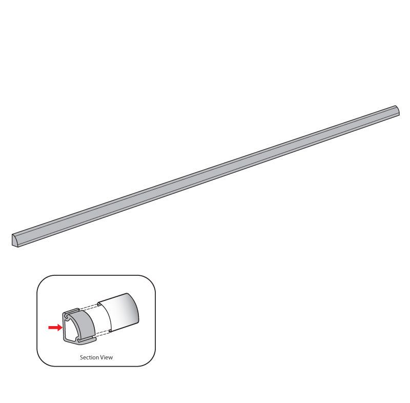 A long, cylindrical metal rod with a small inset diagram showing a cross-section.