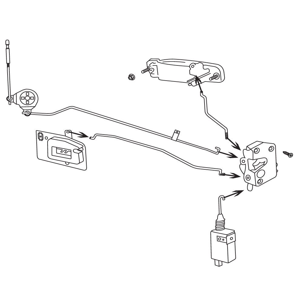 Diagram of a vehicle's rearview camera and sensor wiring system.