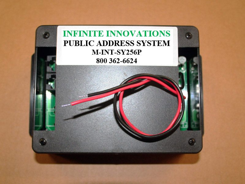 Infinite Innovations Public Address System control unit with wires.