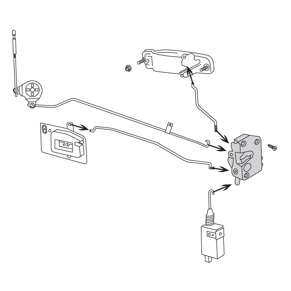 Diagram of a mechanical linkage system with various components connected by rods and cables.
