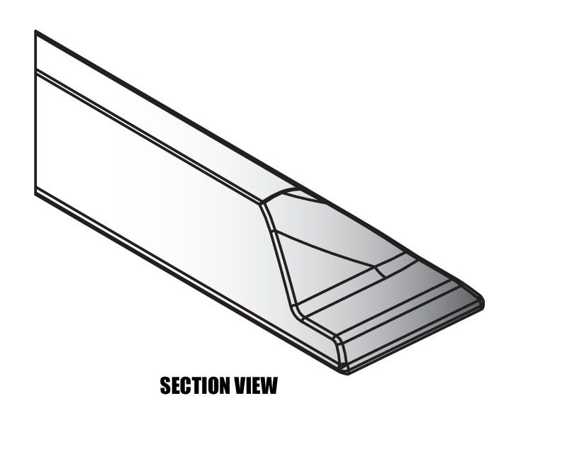 Section view of a tapered structural component with a hollow interior.