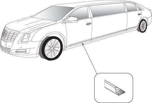 Technical illustration highlighting a car's door edge guard.