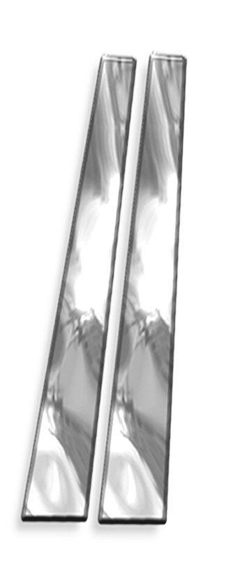 Two reflective metallic bars with a shiny surface.