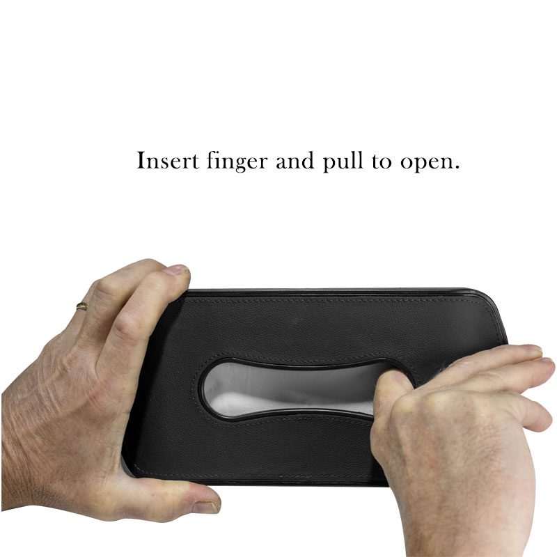 Hands pulling a tab to open a box.