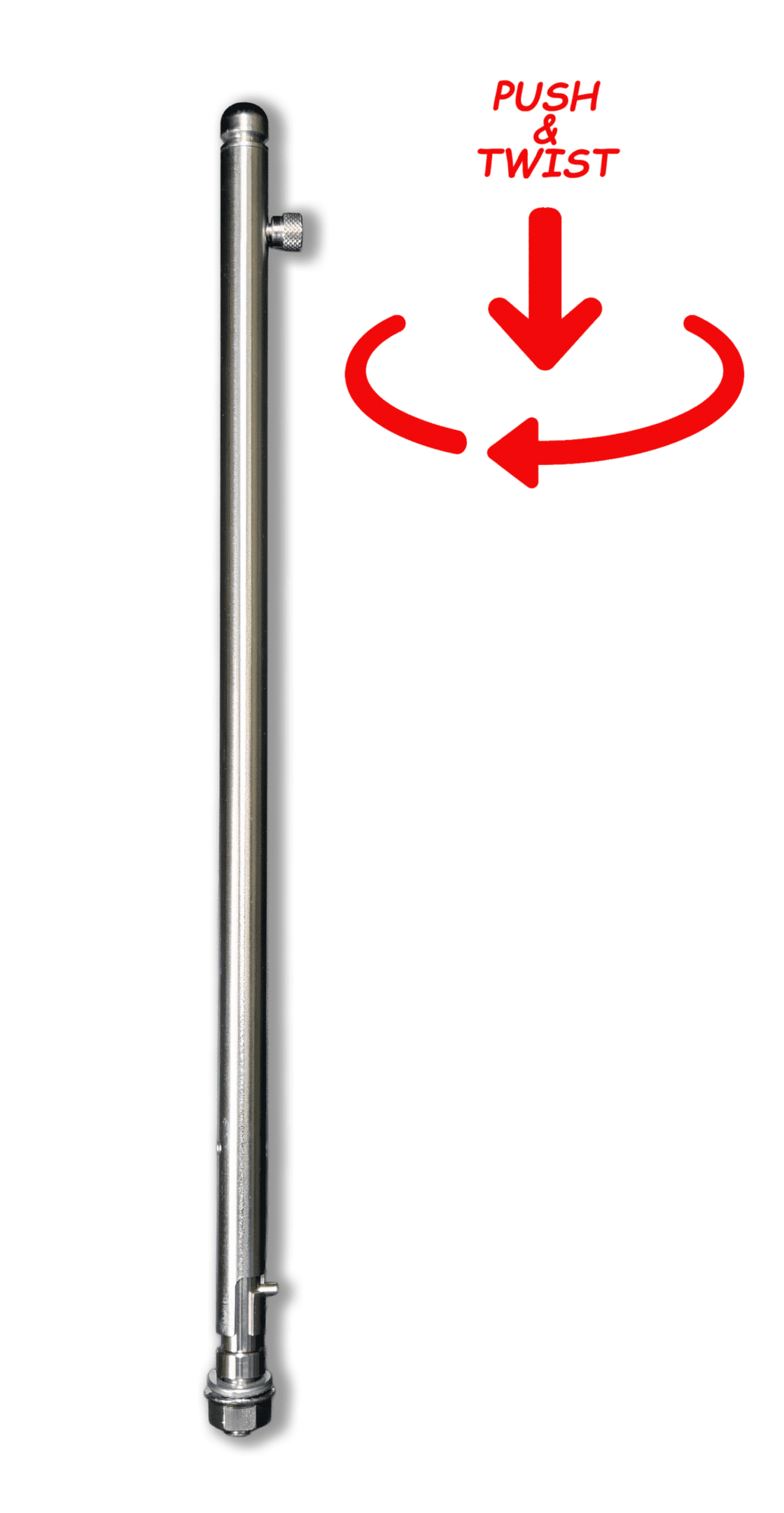 12" Hybrid Style, Push and Twist Flagstaff with Flag Securing Thumbscrew