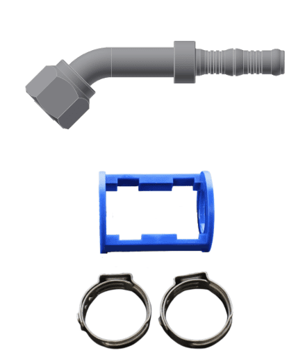 EZ-Crimp Fitting – #12 Female O-Ring x #10 Hose - 45°