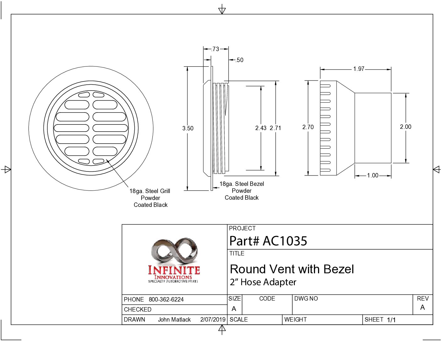 Round Flat Steel Grille Vent Louver With 2", 2.5" or 2.5" 90° Hose Adapter - Image 10