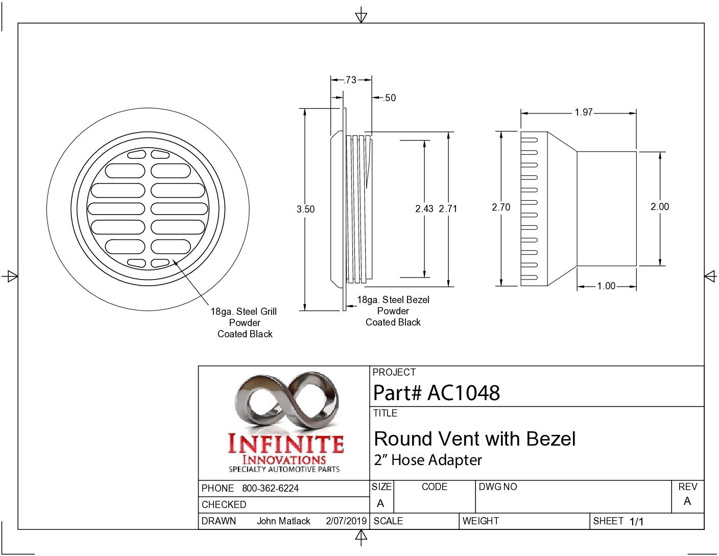 Round Flat Steel Grille Vent Louver With 2", 2.5" or 2.5" 90° Hose Adapter - Image 8